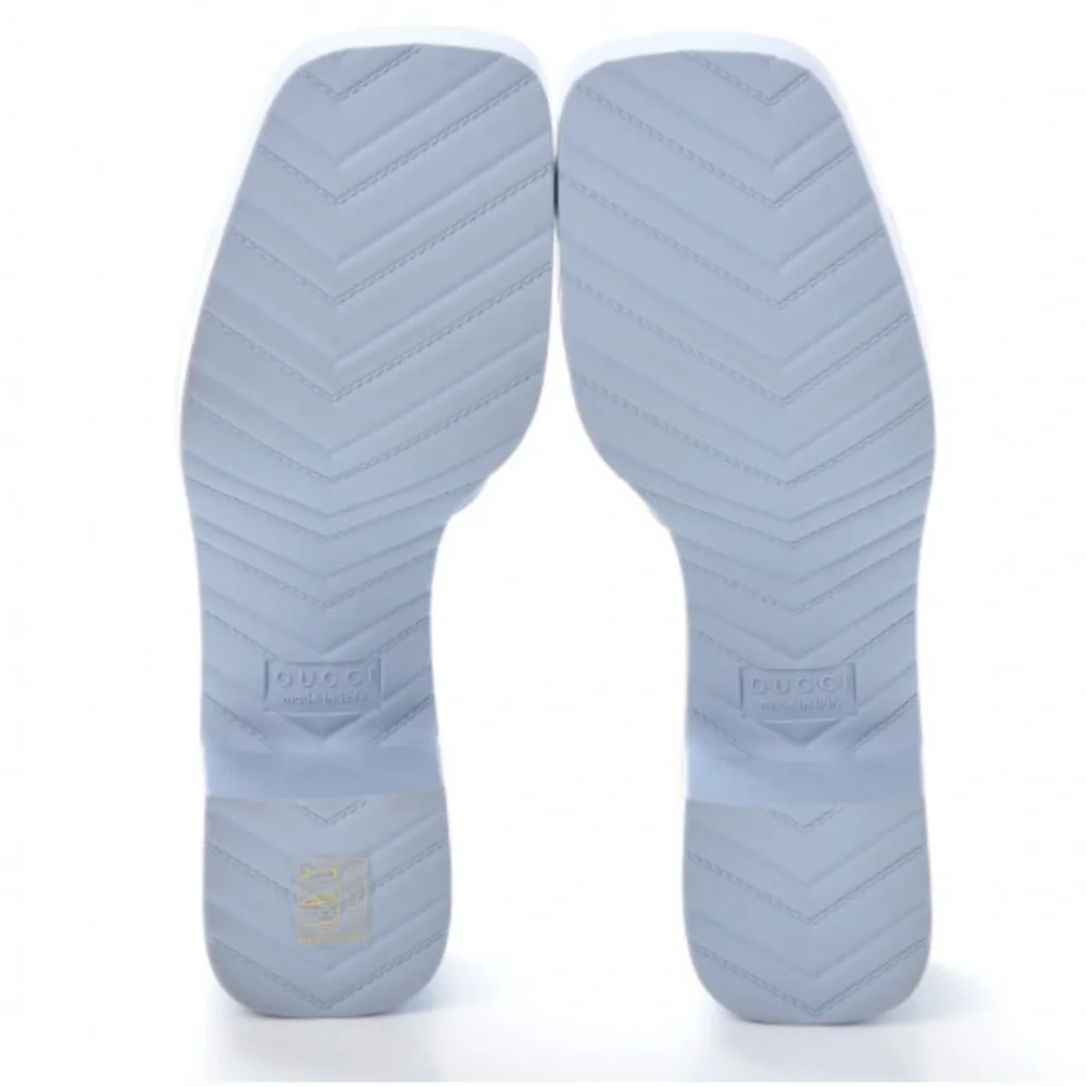 GUCCI RUBBER MULES IN LIGHT BLUE WITH BLOCK HEEL AND LOGO ON VAMP SIZE EU 38 - Picture 3 of 7